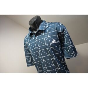 Adidas Golf Polo Shirt Mens 2XL Athletic Blue Geometric Short Sleeve Excellent